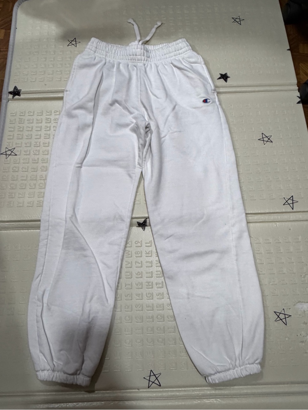 Champion White Fleece Joggers with Logo
